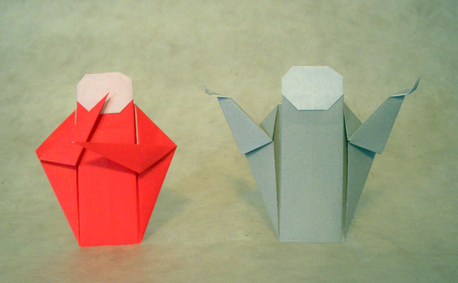 Origami Simple son by Joel Stern. Folded from a square of origami paper by Gilad Aharoni on giladorigami.com