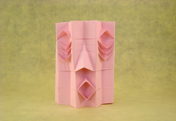 Origami African mask by Joel Stern. Folded from a letter-size rectangle of printing paper by Gilad Aharoni on giladorigami.com