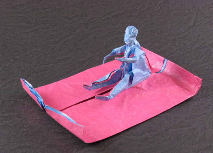 Origami Magic carpet by Fernando Gilgado Gomez. Folded from a square of Kathy Stevick's tissue-foil by Gilad Aharoni on giladorigami.com