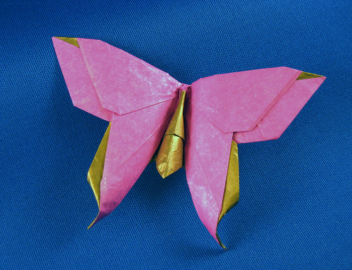Origami Butterfly - Alexander Swallowtail by Michael G. LaFosse. Folded from a square of Kathy Stevick's tissue-foil by Gilad Aharoni on giladorigami.com