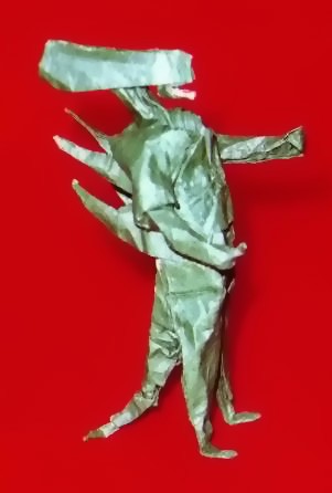 Origami Alien 3 by Fernando Gilgado Gomez. Folded by Gilad Aharoni on giladorigami.com