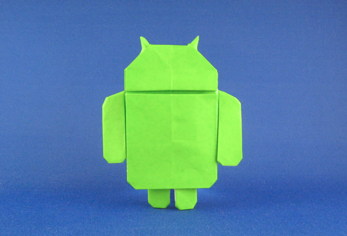 Origami Google Android by Gerwin Sturm. Folded from a square of origami paper by Gilad Aharoni on giladorigami.com