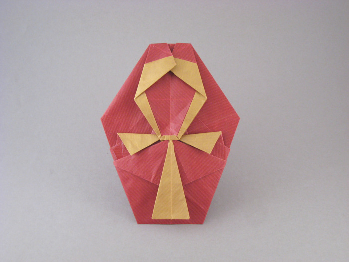 Origami Ankh by Marc Kirschenbaum. Folded from a square of Kraft paper by Gilad Aharoni on giladorigami.com