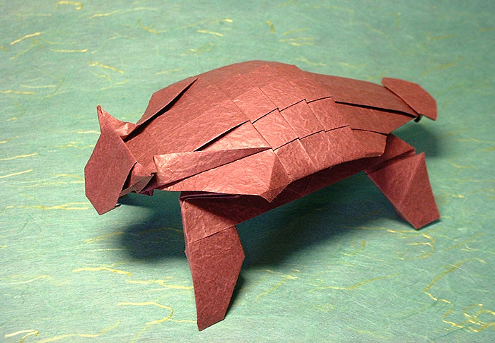 Origami Ankylosaurus by Fumiaki Kawahata. Folded by Gilad Aharoni on giladorigami.com
