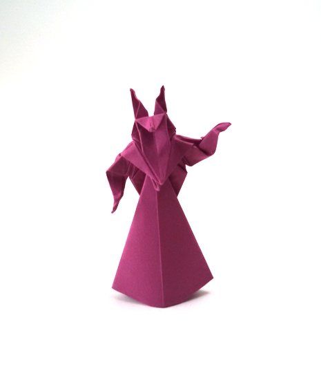 Origami Anubis by Hashima Hitoshi. Folded from a rectangle of IKEA Mala paper by Gilad Aharoni on giladorigami.com
