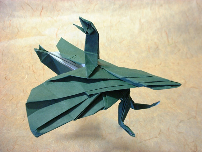 Origami Archaeopteryx by Seiji Nishikawa. Folded from a square of Fadeless paper by Gilad Aharoni on giladorigami.com