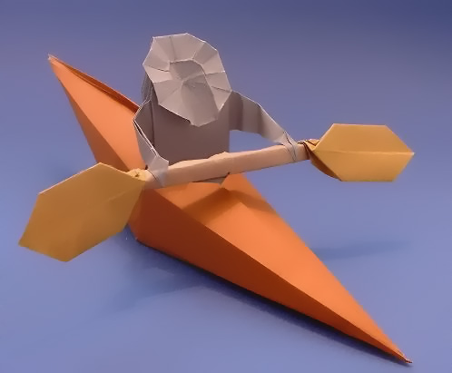 Origami Kayak's Paddle by Robert J. Lang. Folded by Gilad Aharoni on giladorigami.com