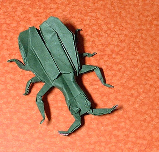 Origami Asparagus beetle by John Montroll. Folded by Gilad Aharoni on giladorigami.com