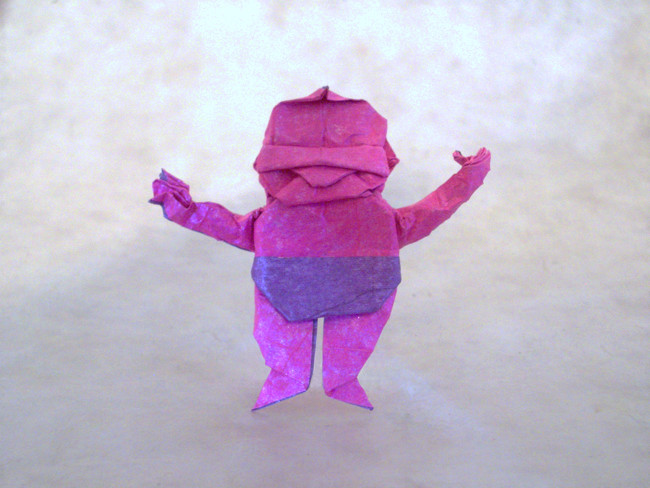 Origami Baby by Fernando Gilgado Gomez. Folded from a square of tissue-foil by Gilad Aharoni on giladorigami.com