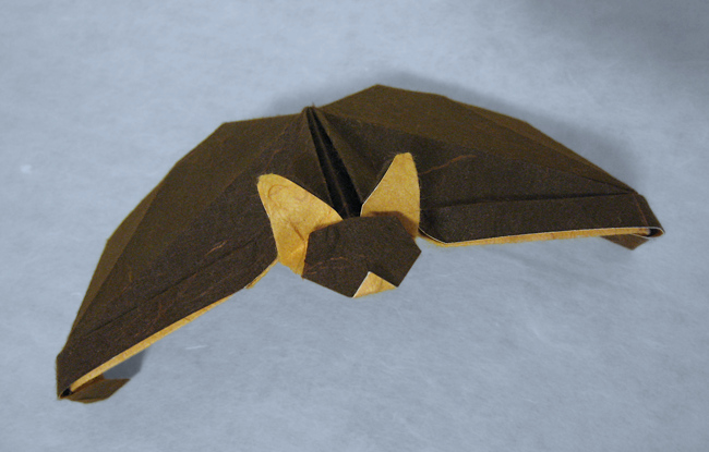 Origami Bat by Miyuki Kawamura. Folded from a square of double-sided mulberry paper by Gilad Aharoni on giladorigami.com