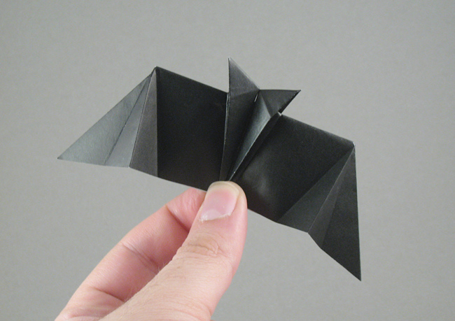 Origami Bat - flying by Stephen Weiss. Folded from a square of origami paper by Gilad Aharoni on giladorigami.com