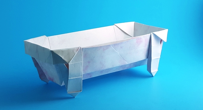 Origami Bathtub by Mark Bolitho. Folded from a square of scrapbooking paper by Gilad Aharoni on giladorigami.com