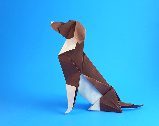 Origami Beagle by Seth M. Friedman. Folded by Gilad Aharoni on giladorigami.com