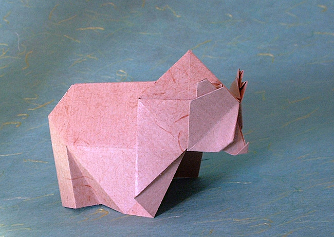 Origami Bear by Toshikazu Kawasaki. Folded from a rectangle of recycled paper by Gilad Aharoni on giladorigami.com