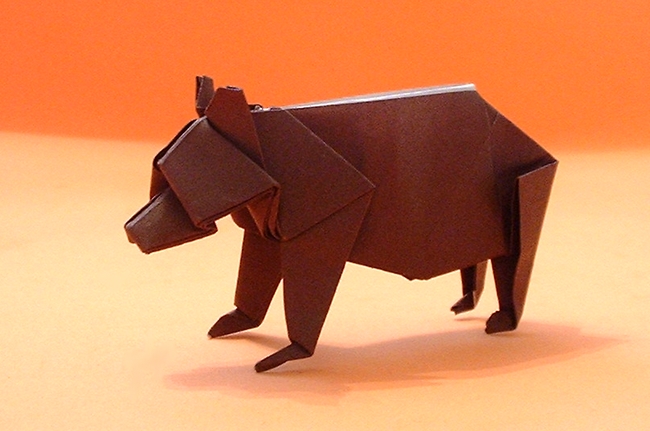 Origami Bear by John Montroll. Folded from a square of origami paper by Gilad Aharoni on giladorigami.com