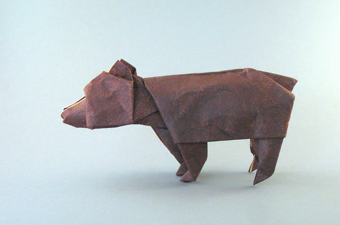 Origami Bear by John Montroll. Folded from a square of double-sided mulberry paper by Gilad Aharoni on giladorigami.com