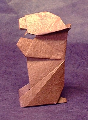 Origami Bear by Seiji Nishikawa. Folded from a square of Vietnamese wrapping-paper by Gilad Aharoni on giladorigami.com