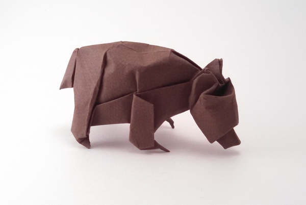 Origami Black bear by John Szinger. Wet folded from a square of Canson paper by Gilad Aharoni on giladorigami.com