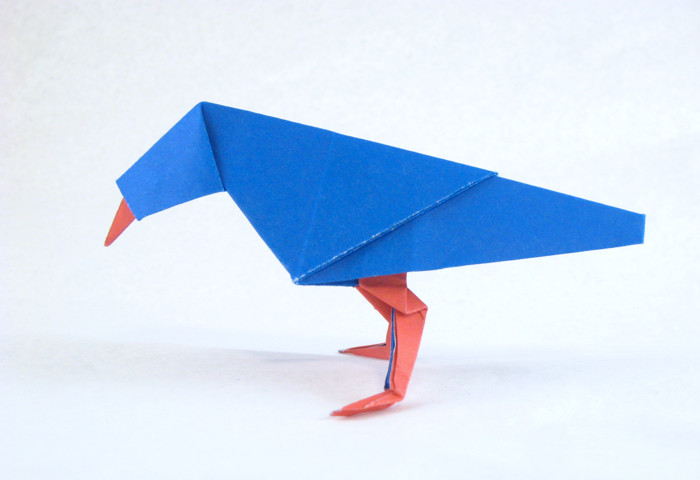 Origami Bird by Jun Maekawa. Folded from a square of duo origami paper by Gilad Aharoni on giladorigami.com