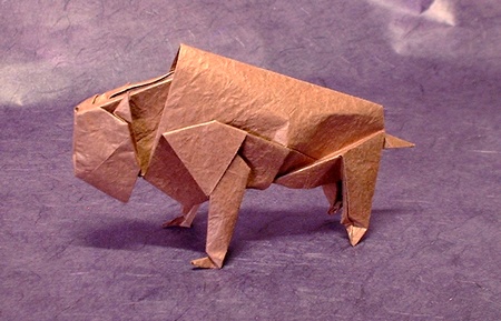Origami American bison by Fumiaki Kawahata. Folded by Gilad Aharoni on giladorigami.com