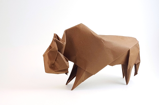 Origami Bison by Angel Morollon Guallar. Folded by Gilad Aharoni on giladorigami.com
