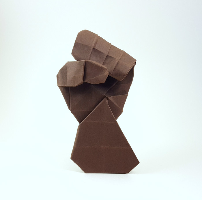 Origami Black Lives Matter by Beth Johnson. Wet folded from a square of Canson art paper by Gilad Aharoni on giladorigami.com
