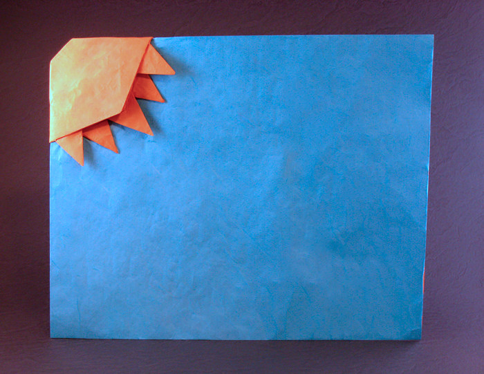 Origami Blue skies by Marc Kirschenbaum. Folded from a square of Kathy Stevick's tissue-foil by Gilad Aharoni on giladorigami.com