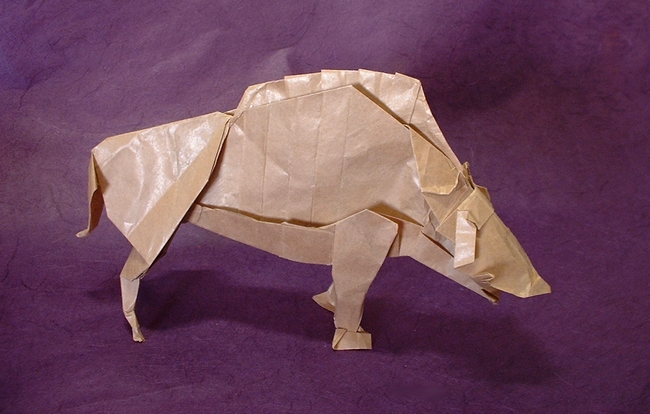 Origami Boar god by Satoshi Kamiya. Folded by Gilad Aharoni on giladorigami.com