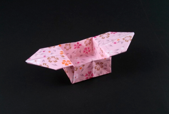 Origami Box with long side-flaps by Traditional. Folded from a square of origami paper by Gilad Aharoni on giladorigami.com