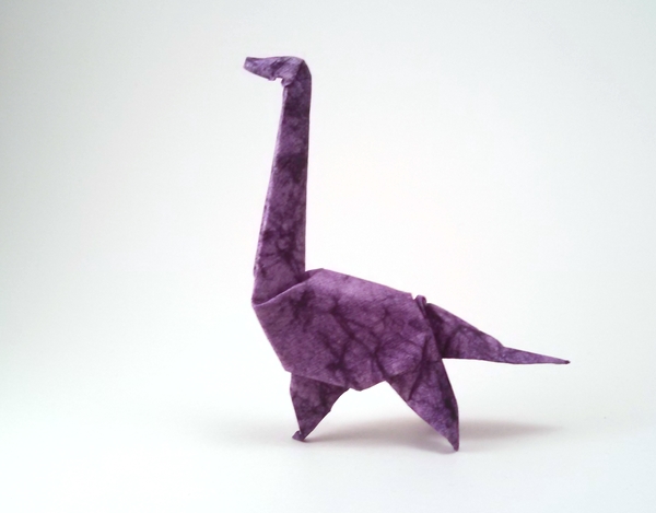 Origami Brachiosaurus by Akira Yoshizawa. Folded from a square of scrapbooking paper by Gilad Aharoni on giladorigami.com