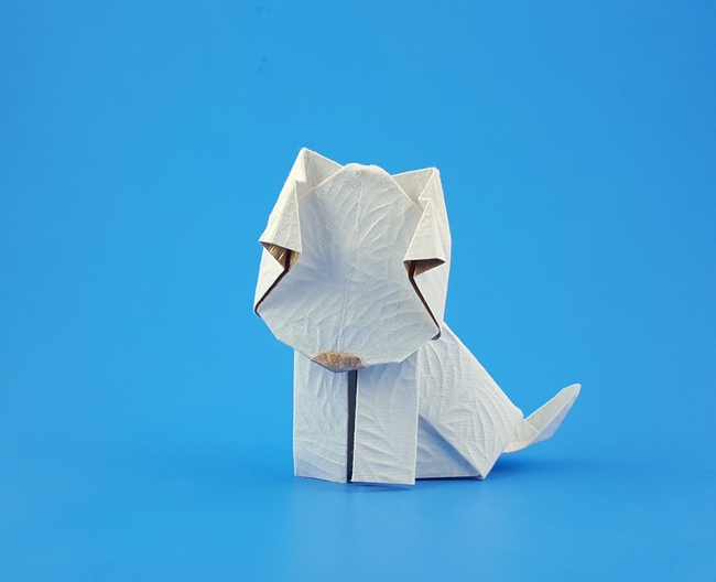 Origami Bull terrier by Xin Can (Ryan) Dong. Folded by Gilad Aharoni on giladorigami.com