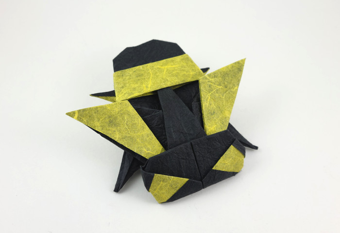 Origami Bumblebee by Sebastien Limet (Sebl). Folded from a square of Duo Thai origami paper by Gilad Aharoni on giladorigami.com