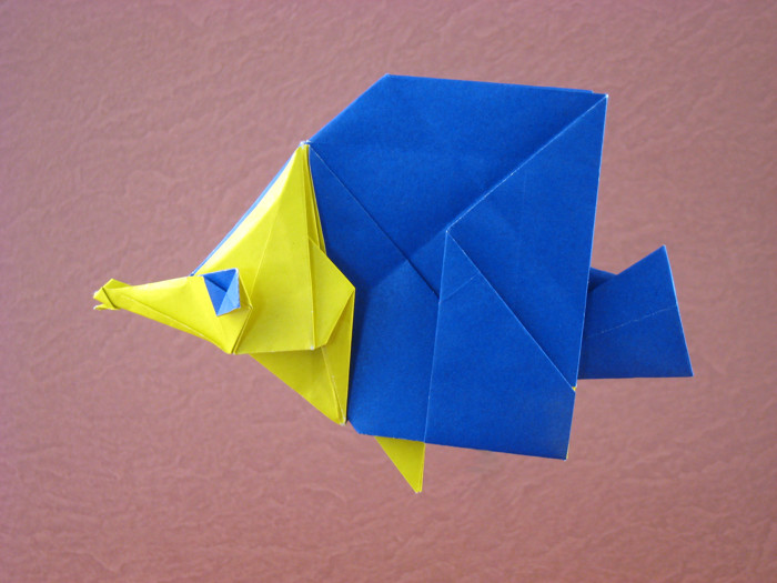 Origami Butterfly fish by Seo Won Seon (Redpaper). Folded from a square of duo origami paper by Gilad Aharoni on giladorigami.com