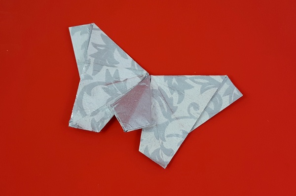 Origami Donahue's butterfly by David Wires (David Donahue). Folded from a square of Kathy Stevick's tissue-foil by Gilad Aharoni on giladorigami.com