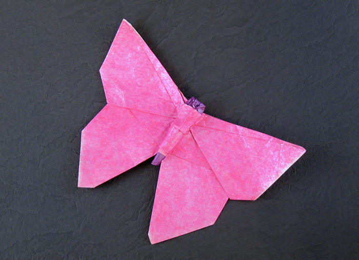 Origami Butterfly by Peter Engel. Folded from a square of Kathy Stevick's tissue-foil by Gilad Aharoni on giladorigami.com