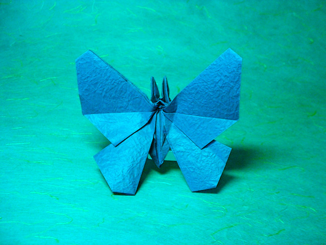 Origami Butterfly by Robert J. Lang. Folded from a square of Vietnamese wrapping-paper by Gilad Aharoni on giladorigami.com