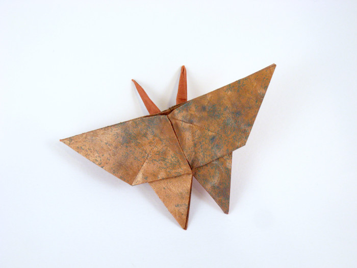 Origami Butterfly by Jun Maekawa. Folded from a rectangle of scrapbooking paper by Gilad Aharoni on giladorigami.com