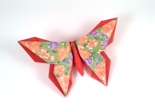 Origami Butterfly - Jan Polish by Michael G. LaFosse. Folded from a square of duo origami paper by Gilad Aharoni on giladorigami.com