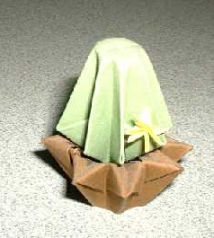 Origami Cactus plant by Gay Merrill Gross. Folded from 3 squares of origami paper by Gilad Aharoni on giladorigami.com