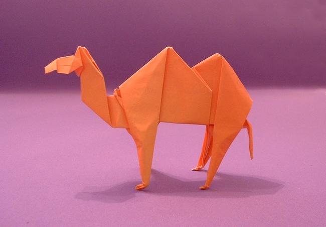 Origami Camel by John Montroll. Folded from a square of origami paper by Gilad Aharoni on giladorigami.com