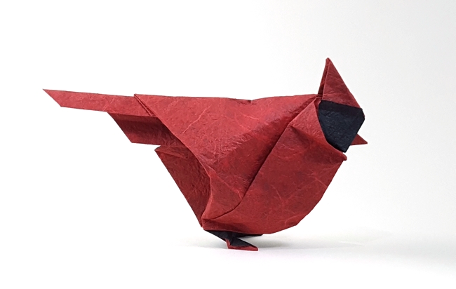 Origami Cardinal by Beth Johnson. Folded by Gilad Aharoni on giladorigami.com