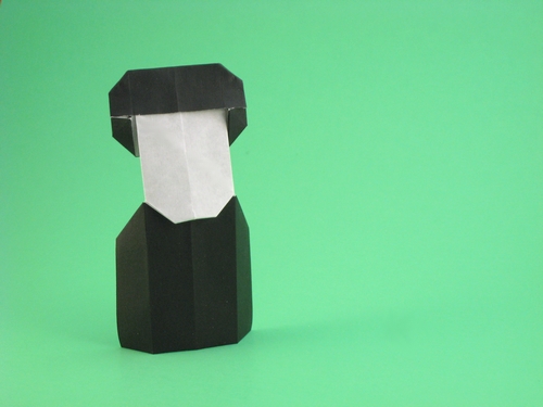 Origami Cardinal Wolsey by David Petty. Folded from a rectangle of scrapbookig paper by Gilad Aharoni on giladorigami.com