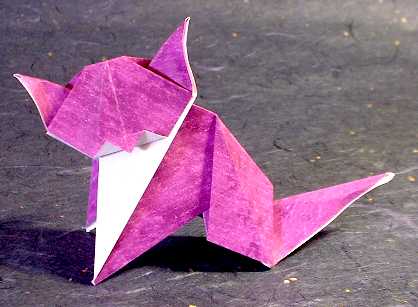 Origami Cat by Edwin Corrie. Folded from a square of origami paper by Gilad Aharoni on giladorigami.com