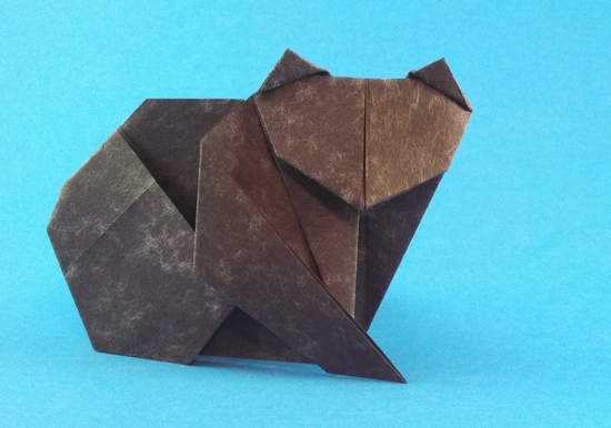 Origami Cat by Paul Jackson. Folded from a square of marble origami paper by Gilad Aharoni on giladorigami.com