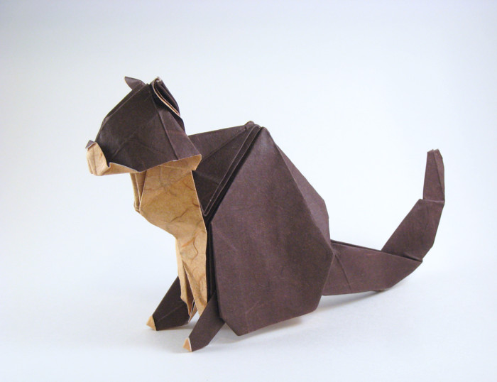 Origami Cat by Fumiaki Kawahata. Folded by Gilad Aharoni on giladorigami.com