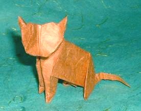 Origami Cat by John Montroll. Folded from a square of rice paper by Gilad Aharoni on giladorigami.com