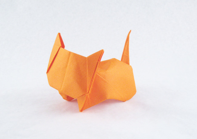Origami Cat by Jo Nakashima. Folded from a square of Tant paper by Gilad Aharoni on giladorigami.com
