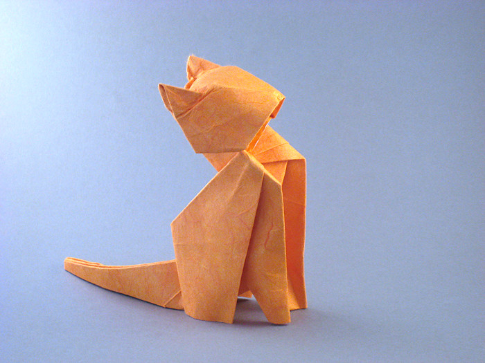 Origami Cat - 15 degree 2007 by Seiji Nishikawa. Folded by Gilad Aharoni on giladorigami.com