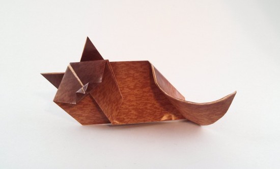 Origami Cat by Joel Stern. Folded from a square of the paper that came with the book by Gilad Aharoni on giladorigami.com