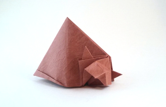 Origami Cat by Nguyen Tu Tuan. Folded from a square of textured art paper by Gilad Aharoni on giladorigami.com